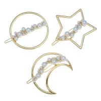 Hair Clip, Zinc Alloy, with Plastic Pearl, plated & for woman 