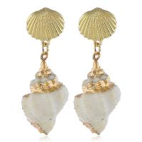 Seashell Earrings, Zinc Alloy, with Trumpet Shell, stainless steel post pin, plated & for woman 