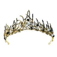 Bridal Tiaras, Zinc Alloy, with Crystal & Plastic Pearl, plated, for bridal & with rhinestone 280,60mm 