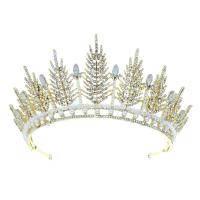 Bridal Tiaras, Zinc Alloy, with Crystal & Plastic Pearl, plated, for bridal & with rhinestone 320,76mm 