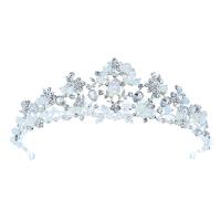 Bridal Tiaras, Zinc Alloy, with Crystal & Plastic Pearl, gold color plated, for woman & with rhinestone 300,50mm 