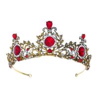 Bridal Tiaras, Zinc Alloy, with Crystal, gold color plated, for woman & with rhinestone, antique gold color, 300mm,55mm 