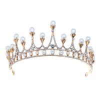 Bridal Tiaras, Zinc Alloy, with Crystal & Plastic Pearl, plated, for woman & with rhinestone 320mm,70mm 