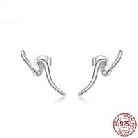 925 Sterling Silver Stud Earring, platinum plated, micro pave cubic zirconia 