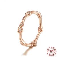 Стерлингового серебра кольцо, 925 пробы, Кольцевая форма, плакированный цветом розового золота, разный размер для выбора & инкрустированное микро кубического циркония, продается PC