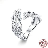 Стерлингового серебра кольцо, 925 пробы, Форма крыла, покрытый платиной, Мужская, 3mm, продается PC