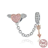 Cubic Zirconia Micro Pave Sterling Silver Pendant, 925 Sterling Silver, Heart, platinum plated, micro pave cubic zirconia & for woman Approx 2-3mm 