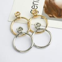 Zinc Alloy Drop Earring, stainless steel post pin, Donut, fashion jewelry & for woman 