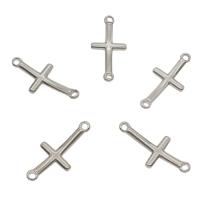 Stainless Steel Charm Connector, Cross & 1/1 loop, original color Approx 2mm 