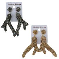 Rhinestone Clay Pave Drop Earring, with rubber earnut, for woman 74mm 