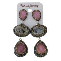 Rhinestone Clay Pave Drop Earring, with rubber earnut & Gemstone, for woman, 75mm 