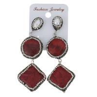 Rhinestone Clay Pave Drop Earring, with rubber earnut & Gemstone, for woman, silver color, 81mm 