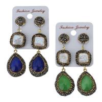 Rhinestone Clay Pave Drop Earring, with rubber earnut & Gemstone, for woman 68mm 