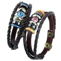 PU Leather Bracelet, with Zinc Alloy, for couple & with rhinestone Approx 8.6 Inch 