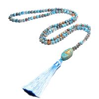 Malachite collier de chandail, Guanyin, bijoux bouddhiste & pour femme, 6mm Environ 31.5 pouce, Vendu par brin