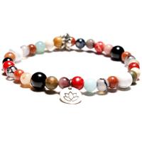 Gemstone Bracelets, Natural Stone, with Zinc Alloy, Buddhist jewelry & Unisex & adjustable, 6mm Approx 7-7.5 Inch 