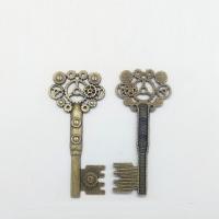 Zinklegierung Schlüssel Anhänger, antike Bronzefarbe plattiert, 71x32x3mm, Bohrung:ca. 1mm, 50PCs/Tasche, verkauft von Tasche