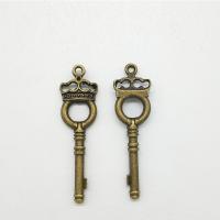 Zinklegierung Schlüssel Anhänger, antike Bronzefarbe plattiert, 44x12x3.2mm, Bohrung:ca. 2mm, 50PCs/Tasche, verkauft von Tasche