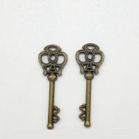Zinklegierung Schlüssel Anhänger, antike Bronzefarbe plattiert, 38x13x2.2mm, Bohrung:ca. 2mm, 100PCs/Tasche, verkauft von Tasche