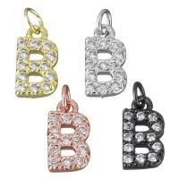 Letter Brass Pendants, plated, micro pave cubic zirconia Approx 3mm 