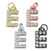 Letter Brass Pendants, Letter E, plated, micro pave cubic zirconia Approx 2.5mm 