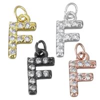 Letter Brass Pendants, Letter F, plated, micro pave cubic zirconia Approx 3mm 
