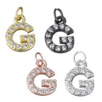 Letter Brass Pendants, Letter G, plated, micro pave cubic zirconia Approx 3mm 