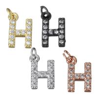 Letter Brass Pendants, Letter H, plated, micro pave cubic zirconia Approx 2.5mm 
