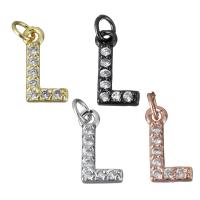 Letter Brass Pendants, Letter L, plated, micro pave cubic zirconia Approx 2.5mm 