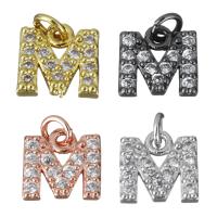 Letter Brass Pendants, Letter M, plated, micro pave cubic zirconia Approx 2.5mm 