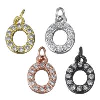 Letter Brass Pendants, Letter O, plated, micro pave cubic zirconia Approx 3mm 
