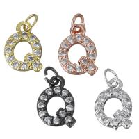 Letter Brass Pendants, Letter Q, plated, micro pave cubic zirconia Approx 3mm 
