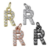 Letter Brass Pendants, Letter R, plated, micro pave cubic zirconia Approx 3mm 