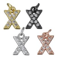 Letter Brass Pendants, Letter X, plated, micro pave cubic zirconia Approx 2.5mm 