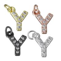 Letter Brass Pendants, Letter Y, plated, micro pave cubic zirconia Approx 3mm 