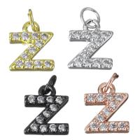 Letter Brass Pendants, Letter Z, plated, micro pave cubic zirconia Approx 3mm 
