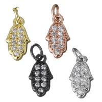 Cubic Zirconia Micro Pave Brass Pendant, Hamsa, plated, micro pave cubic zirconia Approx 3mm 