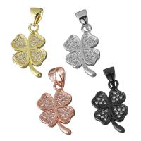 Brass Clover Pendant, Four Leaf Clover, plated, micro pave cubic zirconia Approx 