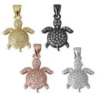 Animal Brass Pendants, Turtle, plated, micro pave cubic zirconia Approx 