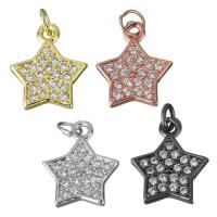 Brass Star Pendants, plated, micro pave cubic zirconia Approx 3mm 