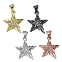 Brass Star Pendants, plated, micro pave cubic zirconia Approx 