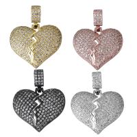 Brass Heart Pendants, plated, micro pave cubic zirconia Approx 