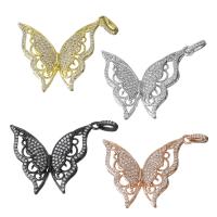 Animal Brass Pendants, Butterfly, plated, micro pave cubic zirconia & hollow Approx 