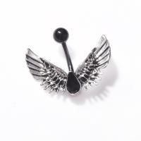 Stainless Steel Belly Ring, Wing Shape, for woman, 22*21*10*5*1.6mm 