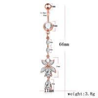 Stainless Steel Belly Ring, with Cubic Zirconia, Geometrical Pattern, Unisex 1.6mm/10mm/5mm 