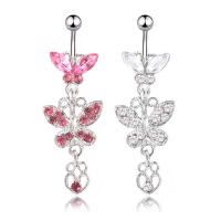 316 Stainless Steel Belly Ring, Butterfly, for woman 55*17*1.6mm 