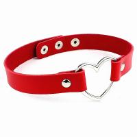 Fashion Choker Necklace, PU Leather, Heart, platinum color plated, adjustable & for woman 400mm 