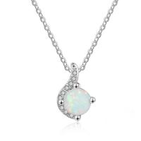 Sterling Silver Jewelry Necklace, 925 Sterling Silver, with Opal, plated, for woman & with rhinestone, silver color 