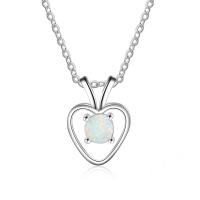 Sterling Silver Jewelry Necklace, 925 Sterling Silver, with Opal, plated, for woman, silver color 