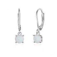 925 Sterling Silver Lever Back Earring, with Opal, plated, for woman, silver color 